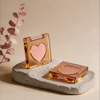 Fard à joues compact transparent carré, maquillage visage monocolore avec poudre pressée en forme ronde ou en forme de cœur