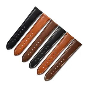 Wholesale High Quality Flat Texture 14mm 16mm 18mm 19mm 20mm 21mm 22mm Waterproof Genuine Leather Watch Band Watch Straps