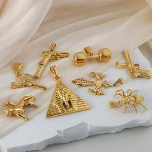 Dijes de Acero Inoxidable Estilo Europeo y Americano, Hip-hop Retro, Pirámide de Acero Titanio, Pistola, Barra, <span class=keywords><strong>Araña</strong></span> Dorada, para DIY - Product Image 1