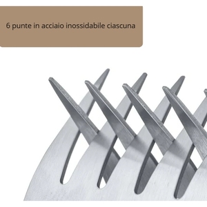 Set di 2 artigli per carne in acciaio inossidabile con 6 punte per barbecue e girarrosto - Product Image 3