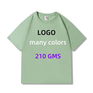 custom logo 210gms compact T-shirt with printed logo group advertising shirt bare solid color short sleeves cotton plain