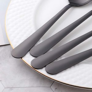 Dao Kéo Bán Sỉ Muỗng Tráng Miệng Ăn Tối Trà Salad Màu Vàng Bạc Thép Không Gỉ Đồ Dùng Dẹt Màu Đen Bộ Muỗng Phục Vụ Lạ Mắt - Product Image 3