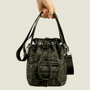 Хит продаж, винтажная Хлопковая Сумка-ведро для женщин, модная складывающаяся сумка через плечо, роскошная стеганая дизайнерская сумочка