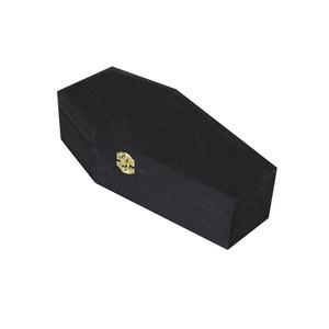 Wooden Pet Urn Gothic Coffin <b>Box</b> Black Secure Flip Top Lid For Pet <b>Memorials</b> - Product Image 5