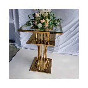 Banco di mostra rotondo del fiore della tabella del Dessert del caffè della tavola della torta dell'esposizione dell'acciaio inossidabile CZ210511-1 per la decorazione di eventi della festa nuziale