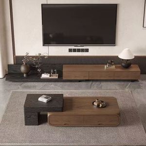 Tavolino <span class=keywords><strong>da</strong></span> Caffè in Noce Italiano Allungabile, Moderno e Minimalista per Piccoli Soggiorni, Arredamento per Casa - Product Image 5