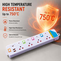 Enchufe de Extensión Industrial de Cobre Estándar TIS de Tailandia, Regleta de 2 Tomas con 2 Puertos USB, Interruptores Individuales, 10A 2500W IP44 6