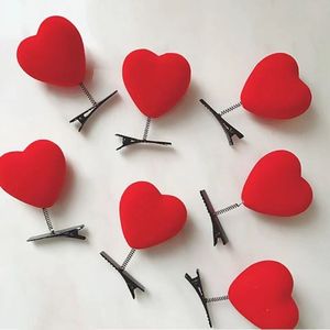 Valentine's Day Hair Accessories Red Velvet Heart Hair <b>Clips</b> Shaking Plush Toy with <b>Spring</b> Hairpin Perfect Gift Idea - Product Image 2