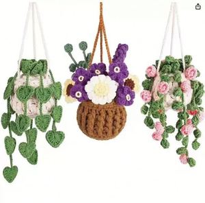 Ornement suspendu en laine au crochet fait main moderne avec motif miroir de voiture pour décoration intérieure - Product Image 2