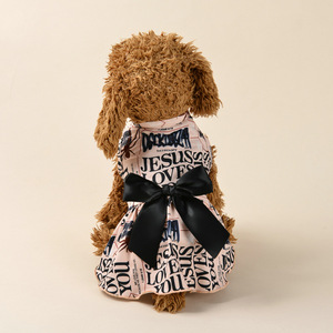 Vestido para <span class=keywords><strong>Perro</strong></span> con Estampado de Grafiti y Lazo, Vestido Ligero <span class=keywords><strong>sin</strong></span> Mangas para Perros y Gatos Pequeños y Medianos, Ropa para Mascotas - Product Image 4
