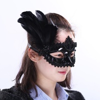 Masque créatif personnalisé en dentelle et plumes, masque à plumes, masque de fête européen et américain, fabriqué en Chine, vente directe d'usine