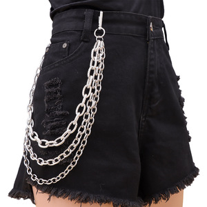 <b>Waist</b> <b>Chain</b> Multi Layered Silver Zinc Alloy Hip Hop Punk Rock Accessory Unisex Daily Wear - Product Image 1