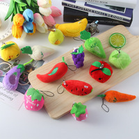 Nieuwe Custom Mini Pluche Op Maat Gemaakte Rugzak Clip Fruit Sleutelhanger Speelgoed Pluche Aardbei Watermeloen Hanger Dier Gevulde Sleutelhanger