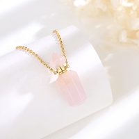 Haute qualité pierre de cristal naturel diffuseur d'huile essentielle Quartz rose bouteille de parfum pendentif collier pour les femmes