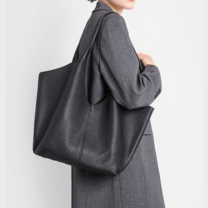 Sac fourre-tout minimaliste <span class=keywords><strong>en</strong></span> cuir véritable pour femme, grande capacité, sac à bandoulière avec pochette intérieure, sac hobo <span class=keywords><strong>en</strong></span> cuir de vachette pleine fleur - Product Image 4
