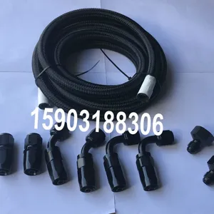 KFAFINENE AN6 3M Black Nylon Braided Transmission und Engine Oil Cooler Hose Fuel Line With Aluminum An Fittings