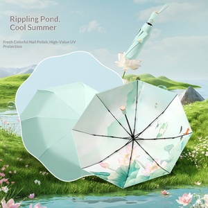 Color Glue Sunscreen Sunshade <b>Automatic</b> Folding <b>Umbrella</b> Women's Rain Shine Dual-Use UV Protection Advertising - Product Image 1