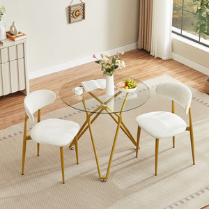 <span class=keywords><strong>Set</strong></span> di 2 Sedie da Pranzo Moderne in Velluto Crema con Schienale Curvo, Sedie Imbottite Senza Braccioli con Gambe in Metallo Dorato per Cucina - Product Image 5