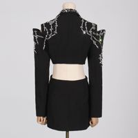 Manteau de mode pour femme, style vintage irrégulier, à manches longues, unique, luxueux, décontracté, orné de perles et de strass, collection automne-hiver