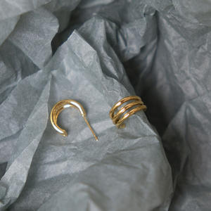 Mini pendientes de aro de estilo francés Vintage, pasador pequeño de acero inoxidable con triple capa, joyería de moda a pedido - Product Image 2