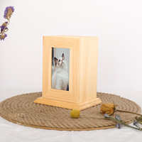 Urne commémorative en bois massif pour animaux de compagnie élégant cercueil moderne en gros chien chat crémation cercueil cadre photo élégant boîte en bois pour les cendres