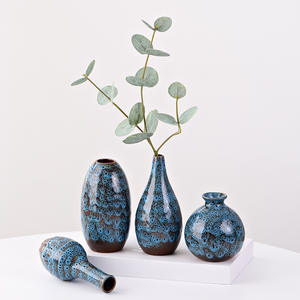 แจกันเซรามิกสีฟ้าเปลี่ยนเตาเผาด้วยดอกไ<span class=keywords><strong>ม</strong></span>้โต๊ะรับประทานอาหารของตกแต่งบ้านที่มีชื่อเสียง - Product Image 1