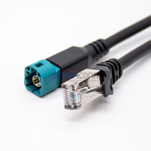 <span class=keywords><strong>Cable</strong></span> HSD LVDS Fakra de 4 Pines, Conector HSD, <span class=keywords><strong>Cable</strong></span> Conector HSD de 4P Código Z Macho a RJ45 Macho CAT5E, Longitud 1M - Product Image 1