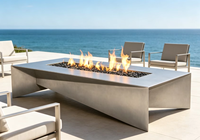 Brasero de table extérieur en acier Corten au gaz naturel avec verre, construction robuste, garantie 5 ans