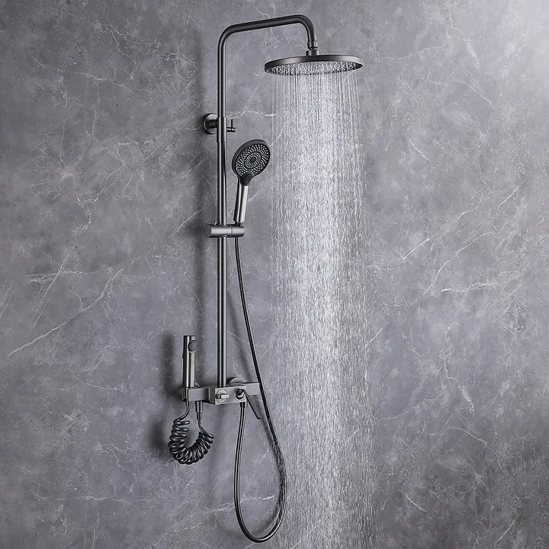 European Italian Style Shower Faucets Black Bathroom Brass Shower Mixer Taps