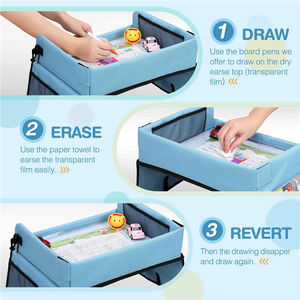 Cochecito de coche plegable con asiento trasero para niños, bandeja de viaje de almacenamiento esencial con tablero de borrado seco, mesa de asiento de coche, bandeja de viaje de escritorio - Product Image 5