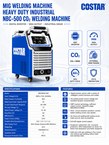Équipement de soudage industriel Costar Flux Core sans gaz CO2 à double impulsion pour aluminium, 5 en 1, machine à <span class=keywords><strong>souder</strong></span> MIG - Product Image 3