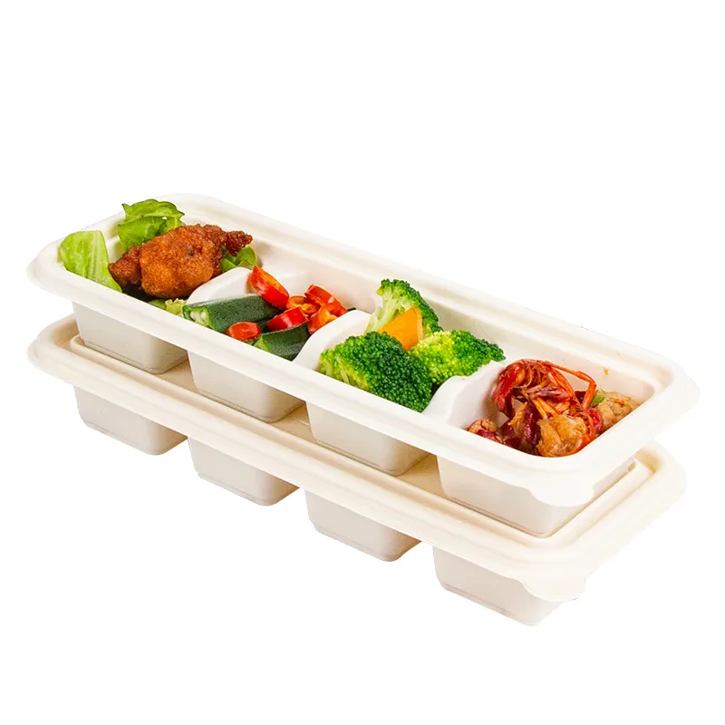 Japanese And Korean Cuisine Packing Box 4 Compartment Fast Food Box Set Meal Box And Cover Can Be Customized