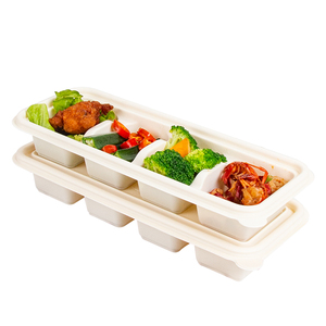 Japanese and Korean cuisine packing box, four compartment fast food box, set meal box and cover can be customized