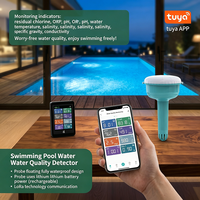 Medidor de Cloro, pH y ORP Digital 8 en 1 con WiFi Automático para Piscinas, Boya Flotante para Monitoreo de Calidad del Agua en Tiempo Real