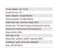 KONLEN KL-926LLC Mod-bus RTU485 WIFI Capteur de fuite d'eau ABS avec alarme par câble, contrôleur d'application Tuya Smart Life, détection 50-100m
