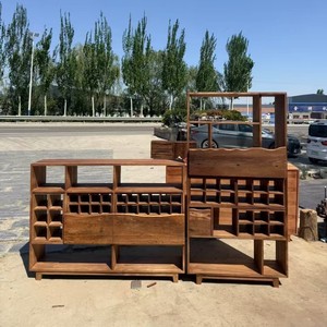 Mueble de Madera Maciza en Forma de L para Guardar Tazas de Té, para Sala de Estar, Dormitorio, Bar, Hotel, Restaurante, Oficina, Escuela - Product Image 1