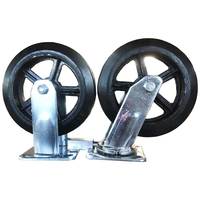 Roulettes pivotantes en caoutchouc pour chariot plat, 8 pouces, 150mm, plaque de Direction de verrouillage de roue, roulette robuste