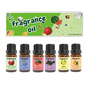 Fruit Fragrance oil 6 pack 10ml apple lemon grape watermelon peach blueberry strawberry coconut scent for diffuser aroma