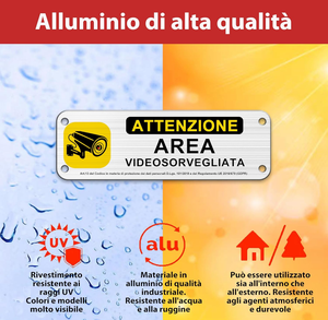 Pegatina de aluminio cepillado personalizada, señal de vídeo de 6 "X 2" (15cm X 5cm), pegatina de metal para área de atención de vídeo - Product Image 2