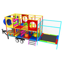 Equipo de juegos infantiles para interiores, remolque móvil de conveniencia, software para niños, juegos infantiles para exteriores con tobogán y trampolín en venta