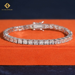 เครื่องประดับ ZUANFA สร้อยข้อมือเทนนิส GRA เงินแท้ 925 ประดับเพชรโมอิสซาไนต์ทรง Asscher Cut 4*4 มม. ผ่านการทดสอบด้วยเครื่องตรวจสอบเพชร - Product Image 5