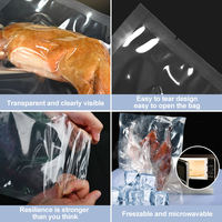 Kleine transparante vacuümzakjes met warmteverzegeling, 3-zijdige verzegeling, voor voedselbewaring, doorzichtige plastic verpakkingszakjes, lage minimale bestelhoeveelheid, sous-vide zakjes