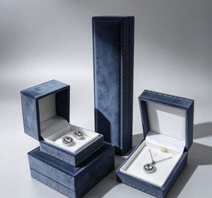 Caja de Terciopelo Azul Oscuro de Alta Gama XINYUAN, Varios Tamaños, Estilo de Tapa Abatible, Costuras Exquisitas, Bordes de Caja con Forro Blanco Suave - Product Image 3
