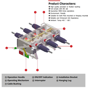 <span class=keywords><strong>Interruptor</strong></span> Seccionador de Carga LW3F para Exteriores, 12kV 20kV 33kV, Alta Tensión, Inteligente, Manual, Montado en Poste, con <span class=keywords><strong>Interruptor</strong></span> de Carga <span class=keywords><strong>SF6</strong></span> - Product Image 2