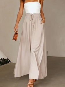 Pantalons amples à jambes larges pour femmes, couleur personnalisée, polyvalents, décontractés, longs, pour le quotidien - Product Image 3