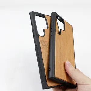 Massief Hout Zachte Mobiele Telefoon Cover Tpu Pc Houten Natuurlijke Achterkant Telefoonhoesjes Voor Samsung S21