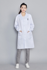 Abrigo blanco con logotipo personalizado, uniforme largo <span class=keywords><strong>de</strong></span> algodón y poliéster, <span class=keywords><strong>ropa</strong></span> <span class=keywords><strong>de</strong></span> <span class=keywords><strong>trabajo</strong></span> <span class=keywords><strong>de</strong></span> la industria alimentaria para sala limpia, <span class=keywords><strong>ropa</strong></span> con palabras personalizable - Product Image 3