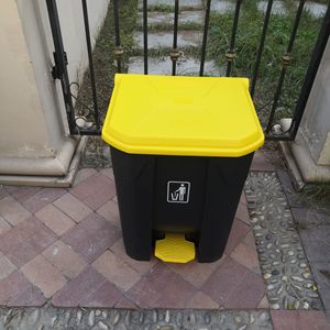 Poubelle à pédale en plastique de grande taille, poubelle domestique avec couvercle, poubelle commerciale à pédale pour bureau, extérieur - Product Image 3