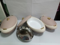 Lot de 3 plats isothermes ovales Jumbo 4L, 5L, 6L avec bouton doré, design empilable, pour maintien au chaud des aliments, idéal pour le Ramadan, l'Aïd, les banquets africains et les fêtes