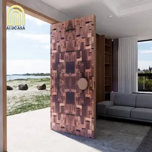 Alucasa Golden Supplier Front Door Wooden Exterior Main Pivot Doors Glass With Frame Wood Entrance Door